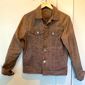 3Sixteen Olive Green Waxed Canvas Trucker Jacket